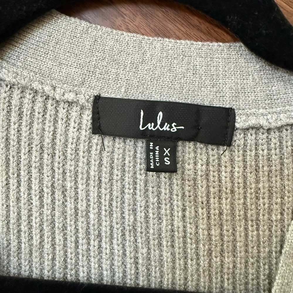 Lulu's Gray Ribbed Button-Front Sweater Dress - Picture 8 of 8